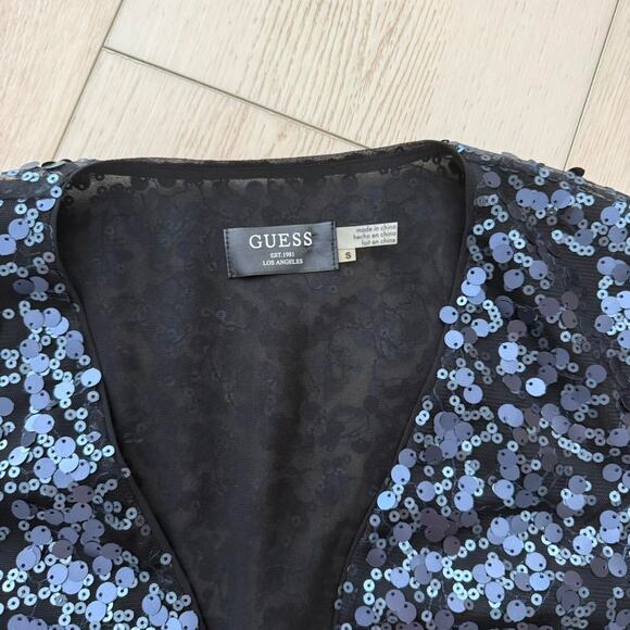 Black and blue sequin cardigan top - Picture 4 of 7